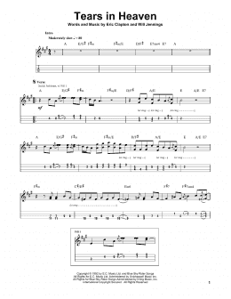 page one of Tears In Heaven (Mandolin Tab)