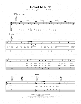 page one of Ticket To Ride (Mandolin)