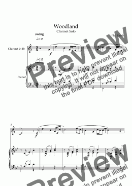 page one of Woodland - Clarinet Solo