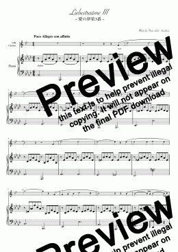 page one of "Liebestraum No. 3" Clarinet & piano