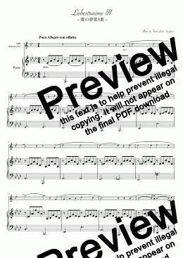 page one of "Liebestraum No. 3" soprano sax & piano