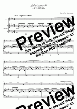 page one of "Liebestraum No.3" Oboe & Piano