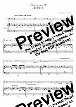 page one of "Liebestraum No.3" Cello & Piano