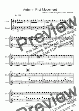 page one of Autumn (First Movement) for Oboe Duet