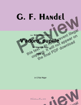 page one of Handel-V'adoro,pupille, in E flat Major