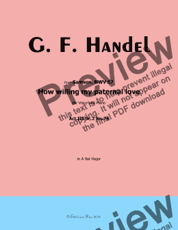 page one of Handel-How willing my paternal love, in A flat Major