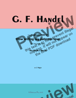 page one of Handel-How willing my paternal love, in C Major