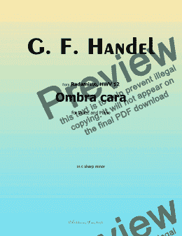 page one of Handel-Ombra cara, in c sharp minor