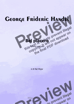 page one of Handel-Bel piacere, in B flat Major