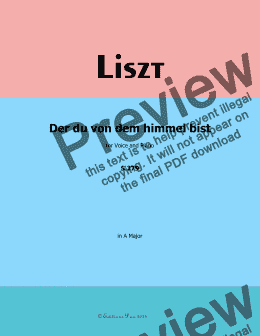 page one of Liszt-Der du von dem himmel bist, in A Major