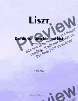 page one of Liszt-Der du von dem himmel bist, in B flat Major