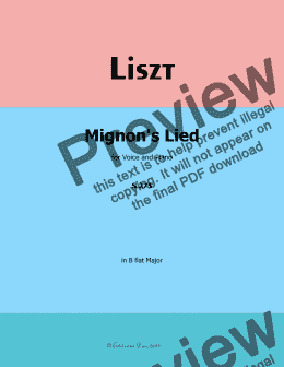 page one of Liszt-Mignons Lied, in B flat Major