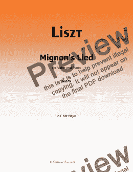 page one of Liszt-Mignons Lied, in E flat Major