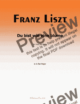 page one of Liszt-Du bist wie eine blume, in A flat Major