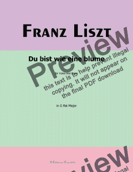 page one of Liszt-Du bist wie eine blume, in G flat Major