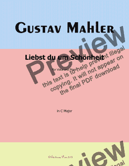 page one of G. Mahler-Liebst du um Schönheit, in C Major