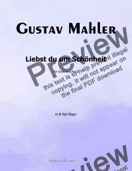 page one of G. Mahler-Liebst du um Schönheit, in B flat Major