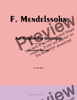 page one of F. Mendelssohn-Auf Flügeln des Gesanges,Op.34 No.2,in A flat Major