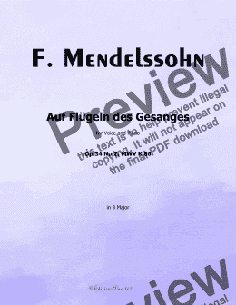 page one of F. Mendelssohn-Auf Flügeln des Gesanges, in B Major