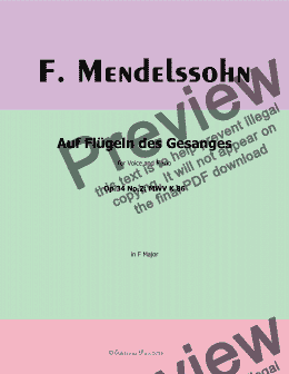 page one of F. Mendelssohn-Auf Flügeln des Gesanges, in F Major