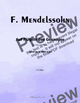 page one of F. Mendelssohn-Auf Flügeln des Gesanges, in E Major