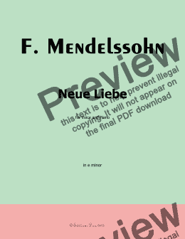 page one of F. Mendelssohn-Neue Liebe, in e minor