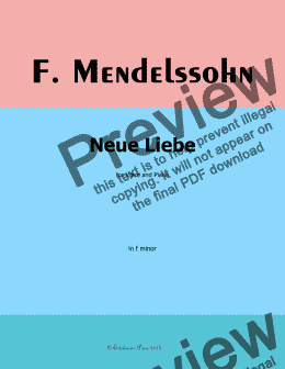 page one of F. Mendelssohn-Neue Liebe, in f minor