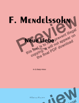 page one of F. Mendelssohn-Neue Liebe, in d sharp minor