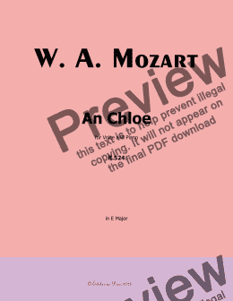 page one of W. A. Mozart-An Chloe, in E Major