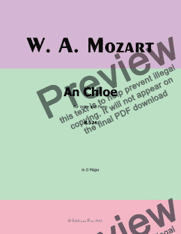 page one of W. A. Mozart-An Chloe, in D Major