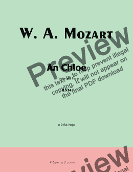 page one of W. A. Mozart-An Chloe, in D flat Major