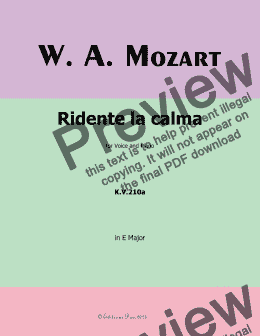 page one of W. A. Mozart-Ridente la calma,in E Major