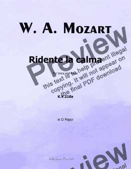 page one of W. A. Mozart-Ridente la calma,in D Major