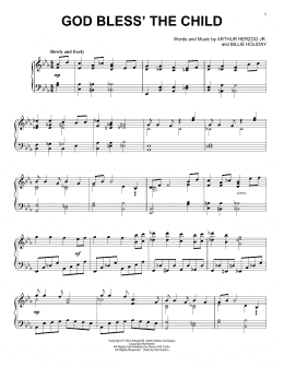 page one of God Bless' The Child (Piano Solo)