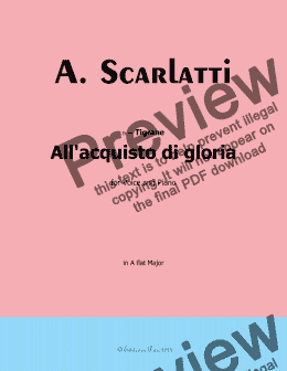 page one of A. Scarlatti-All'acquisto di gloria,in A flat Major