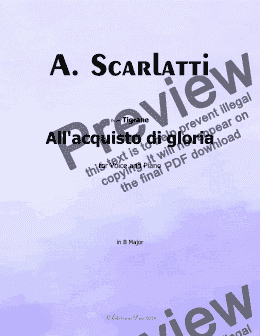 page one of A. Scarlatti-All'acquisto di gloria,in B Major