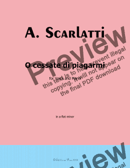 page one of A. Scarlatti-O cessate di piagarmi, in a flat minor