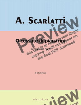 page one of A. Scarlatti-O cessate di piagarmi, in e flat minor