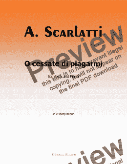 page one of A. Scarlatti-O cessate di piagarmi, in c sharp minor