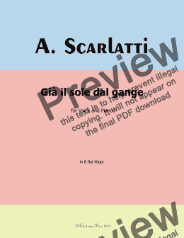 page one of A. Scarlatti-Gia il sole dal gange, in B flat Major