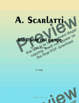 page one of A. Scarlatti-Gia il sole dal gange, in F Major