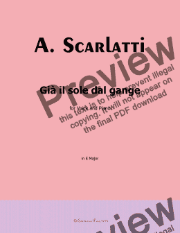 page one of A. Scarlatti-Gia il sole dal gange, in E Major