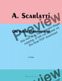 page one of A. Scarlatti-Chi vuole innamorarsi,in B Major