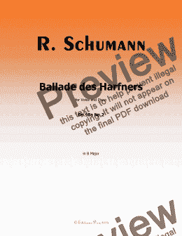 page one of R. Schumann-Ballade des Harfners,Op.98a No.2,in B Major