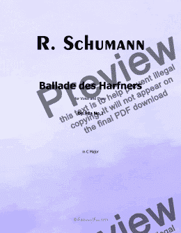 page one of R. Schumann-Ballade des Harfners,Op.98a No.2,in C Major