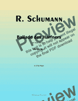 page one of R. Schumann-Ballade des Harfners,Op.98a No.2,in D flat Major