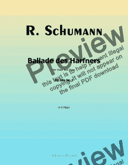 page one of R. Schumann-Ballade des Harfners,Op.98a No.2,in A Major