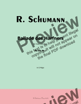 page one of R. Schumann-Ballade des Harfners,Op.98a No.2,in G Major