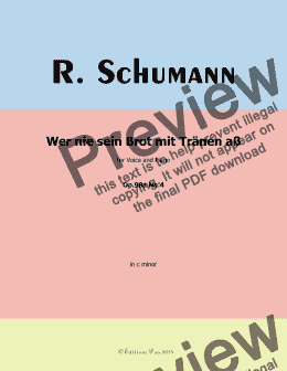 page one of R. Schumann-Wer nie sein Brot mit Tranen aß,Op.98a No.4,in c minor