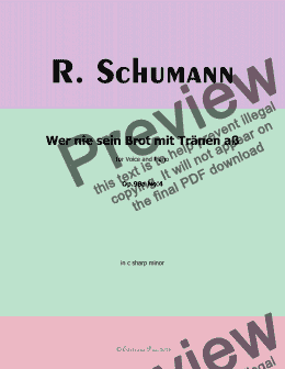 page one of R. Schumann-Wer nie sein Brot mit Tranen aß,Op.98a No.4,in c sharp minor